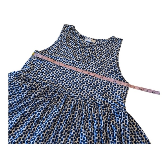 THML Blue White Knit Sleeveless Patterned Criss Cross Neckline Peplum Top Small - Picture 10 of 12